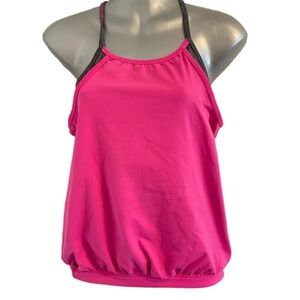 Athletic Tank Top Double Lined Hot Pink & Grey X Large